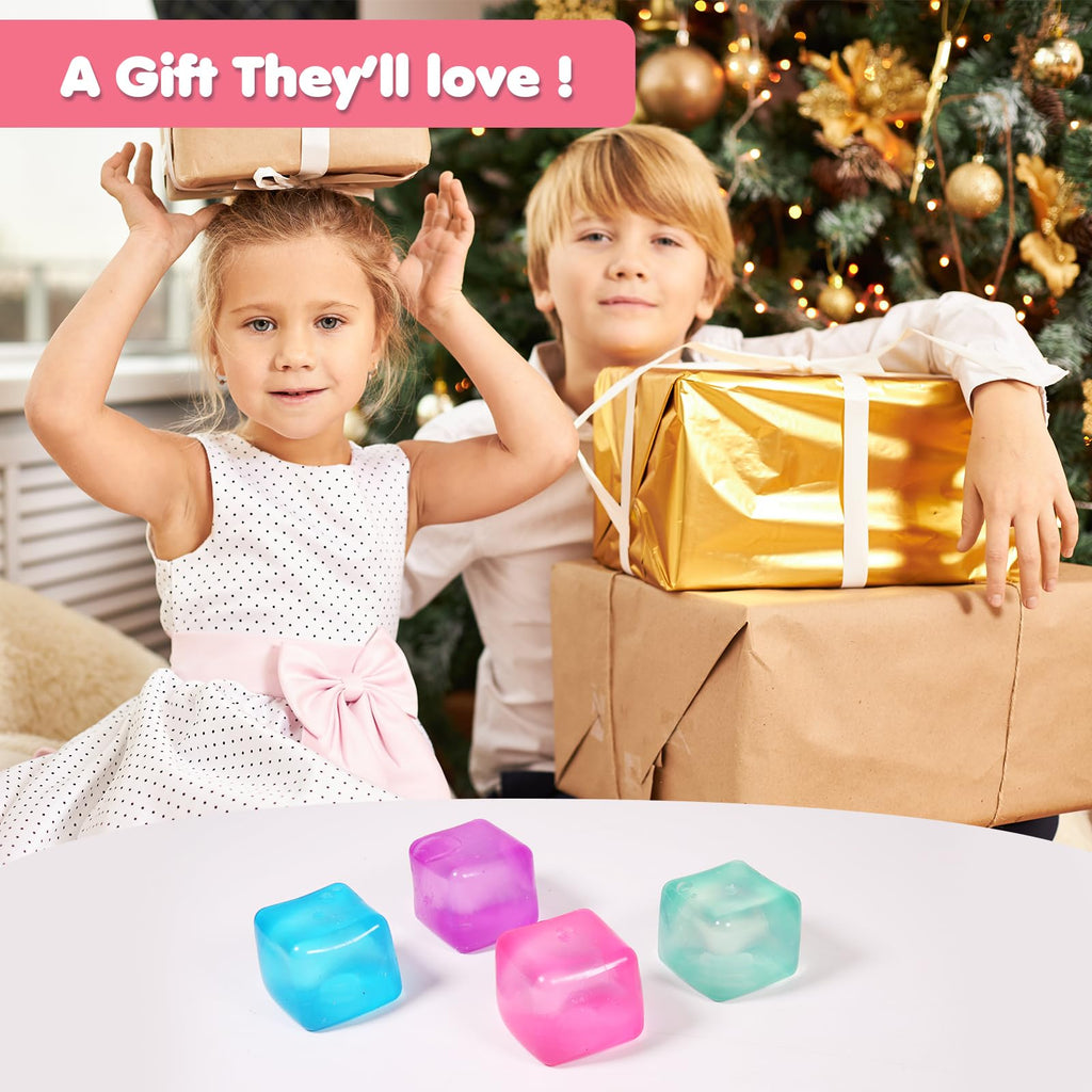 3-Pack Stress Cube Squishy Balls – Fidget Toy for Adults & Kids, Slow Rise Sensory Toy (Pink, Purple, Blue)