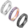 3-Pack Titanium Stainless Steel Fidget Rings for Women – Anxiety Spinner Rings (Size 7, Black/Silver/Rainbow)