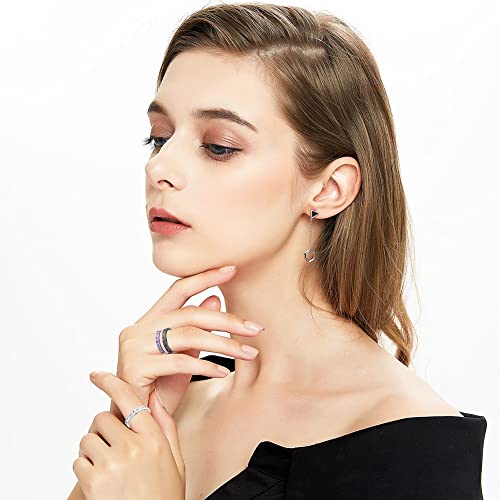 3-Pack Titanium Stainless Steel Fidget Rings for Women – Anxiety Spinner Rings (Size 7, Black/Silver/Rainbow)