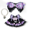 3-Piece 17cm Doll Outfit Set: Dress, Bow Clips & Necklace – Floral Lace Design