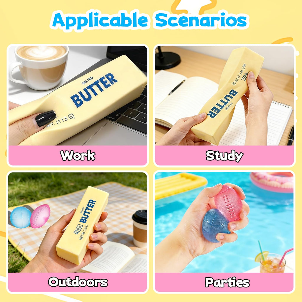 3-Piece Butter Squishy Toy Set - Slow Rising, Scented Stress Relief Fidget Toys for Kids and Adults