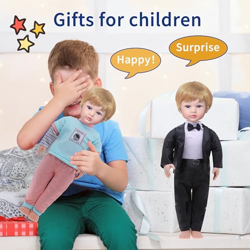3 Sets 16 Inch Boy Doll Clothes: Plaid Jacket, Tuxedo, Sportswear Outfits for 15-18" Dolls