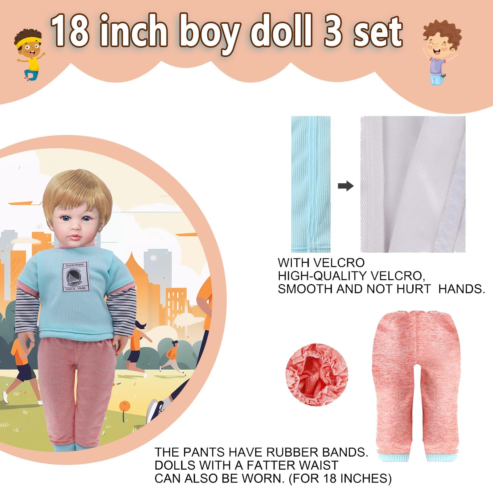 3 Sets 16 Inch Boy Doll Clothes: Plaid Jacket, Tuxedo, Sportswear Outfits for 15-18" Dolls