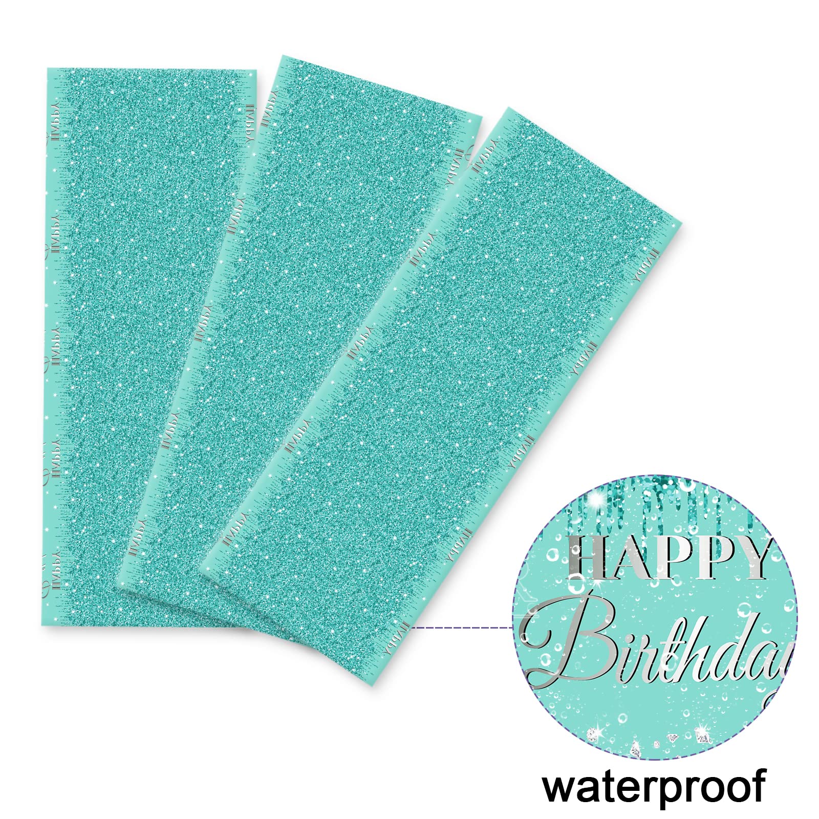 3 Teal & Silver Birthday Tablecloths – Plastic Disposable 54x108 Inches by ZOIIWA
