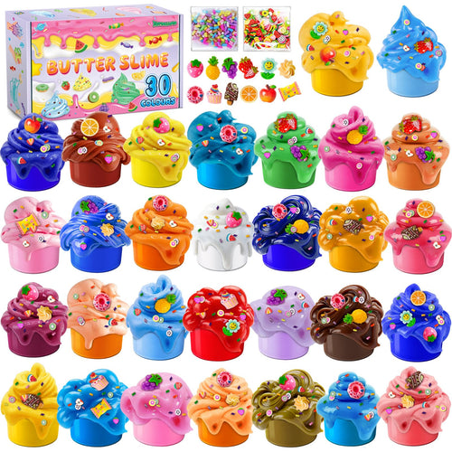 30-Pack Butter Slime Kit for Kids – DIY Scented Slime Toys, Non-Sticky & Stretchy, Party Favors & Gifts for Boys Girls Ages 6-12