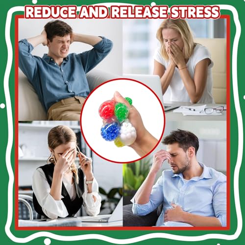 30 Pack Christmas Stress Balls - Squishy Fidget Toys for Adults, Bulk Party Favors