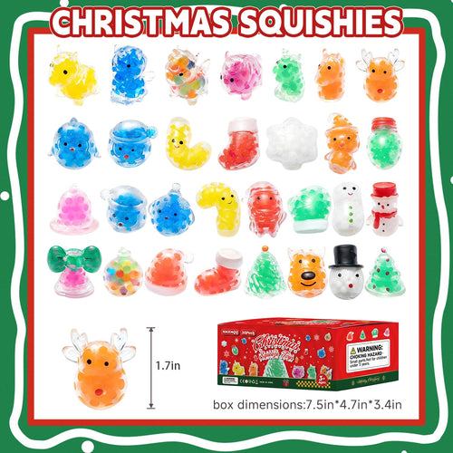 30 Pack Christmas Stress Balls - Squishy Fidget Toys for Adults, Bulk Party Favors