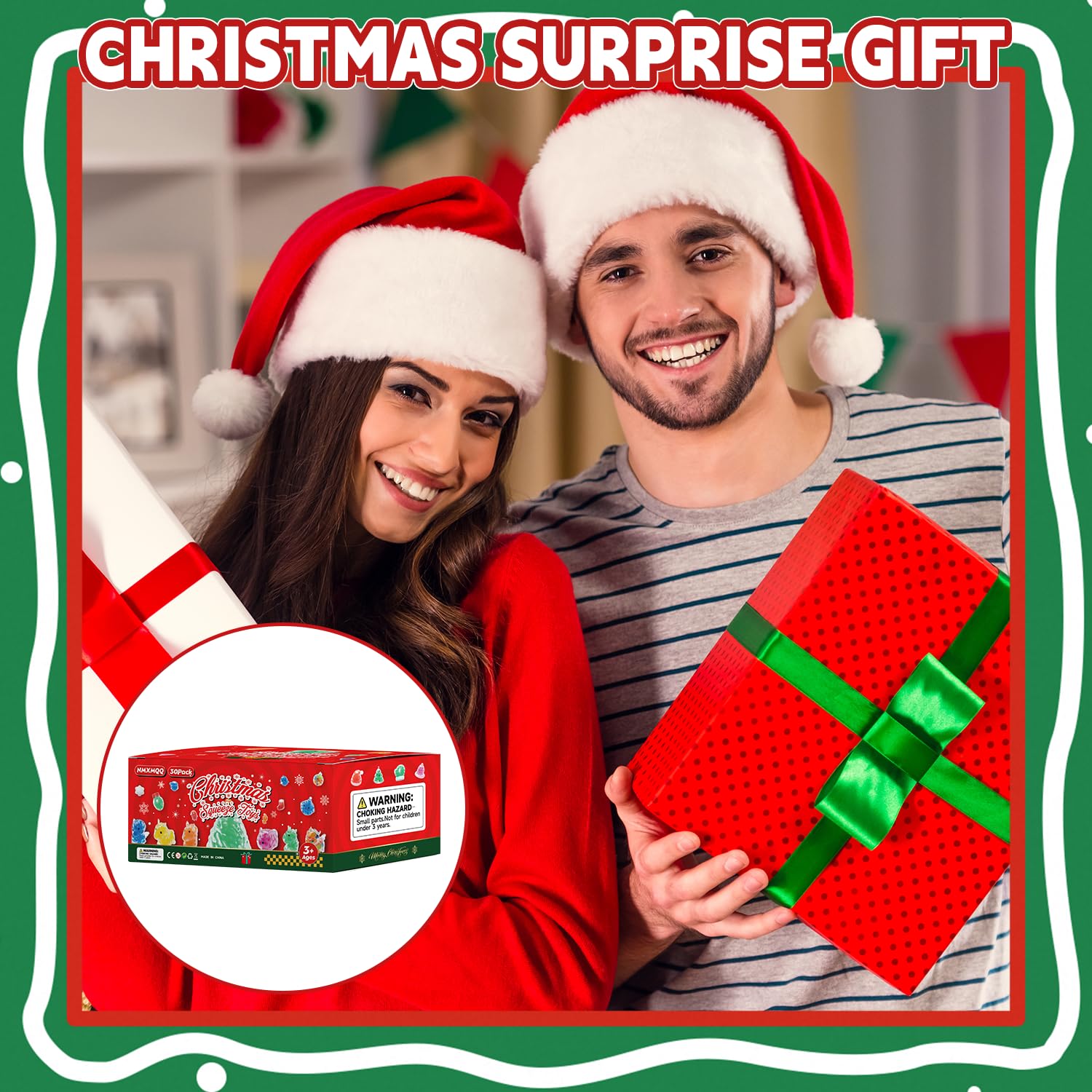 30 Pack Christmas Stress Balls - Squishy Fidget Toys for Adults, Bulk Party Favors