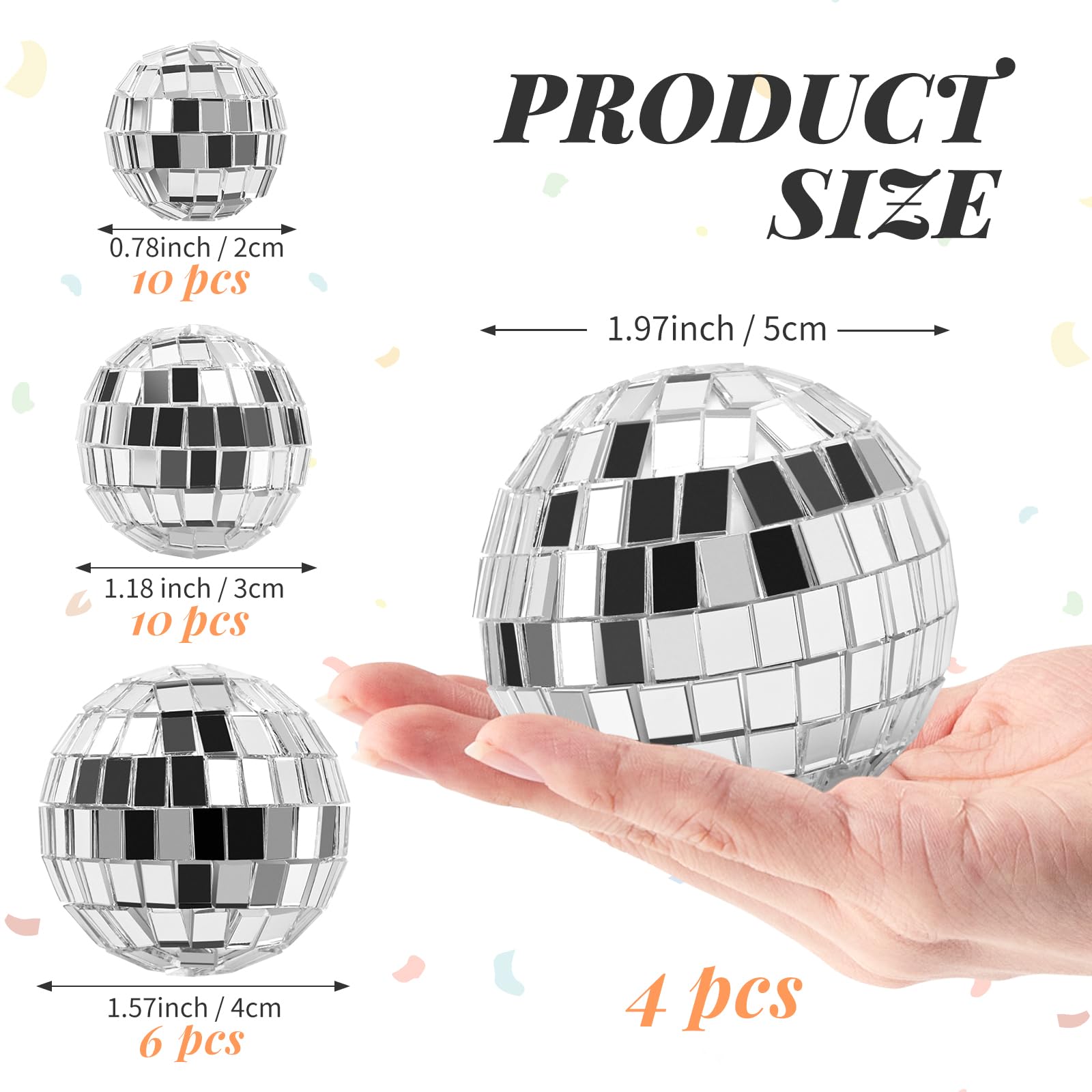 30 Pack Disco Ball Cake Toppers - Silver Mirror Balls for 70s Retro Theme Parties (4 Sizes)