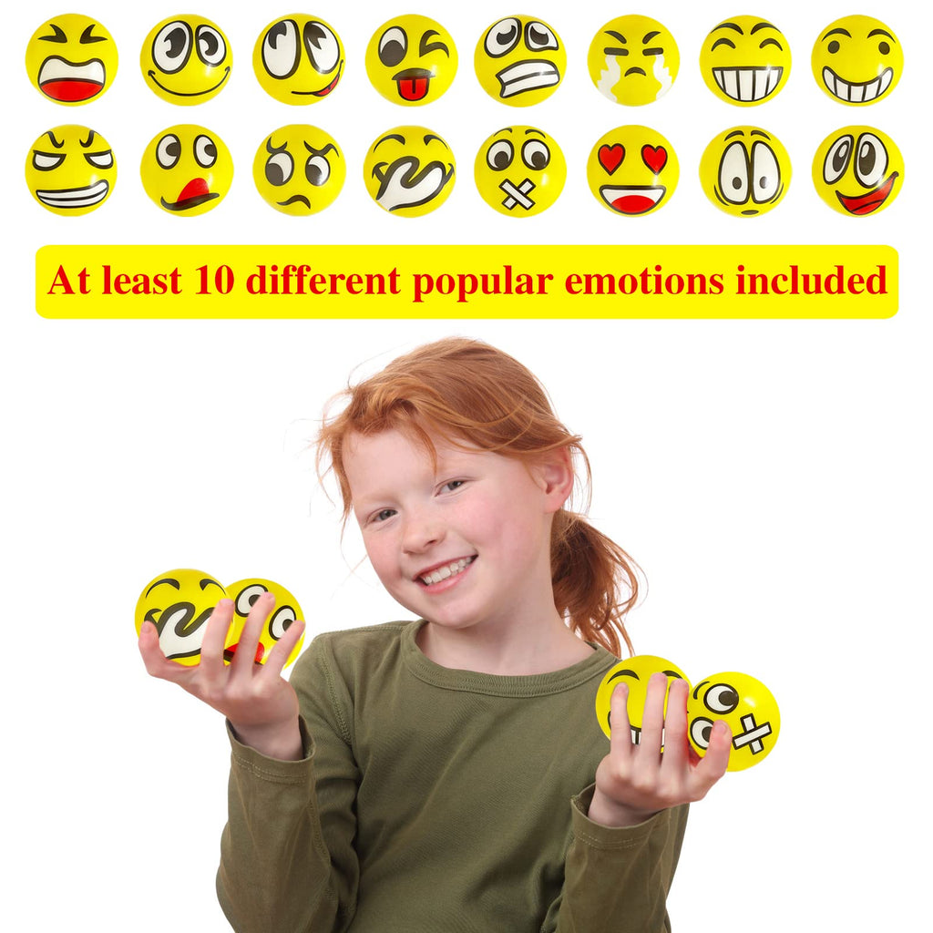 30 Pack Funny Face Stress Balls – 2.5 Inch Squeeze Balls for Stress Relief, Party Favors, and Gifts
