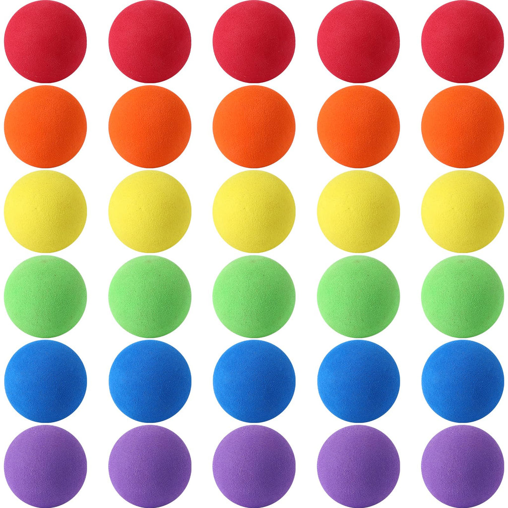 30 Pack Mini Soft Foam Balls - 1.57 Inch Lightweight Play Balls for Crafts, Party Favors, and Indoor Games