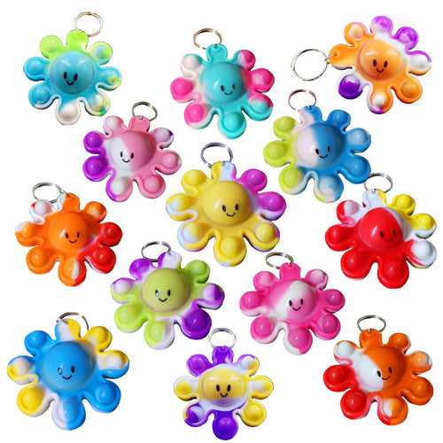 30-Pack Octopus Pop Fidget Keychains – Bulk Silicone Sea Animal Toys for Party Favors, Classroom Prizes