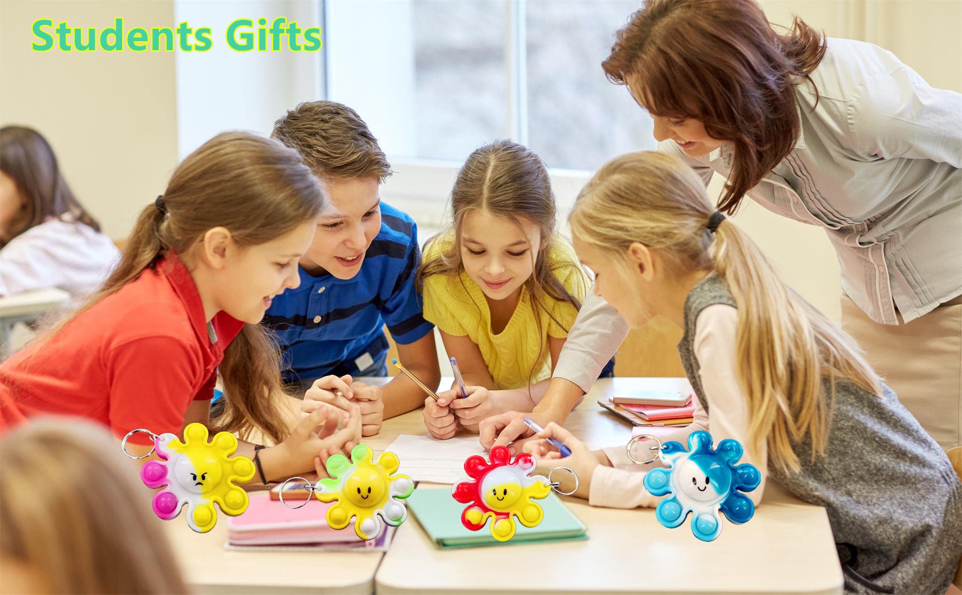 30-Pack Octopus Pop Fidget Keychains – Bulk Silicone Sea Animal Toys for Party Favors, Classroom Prizes