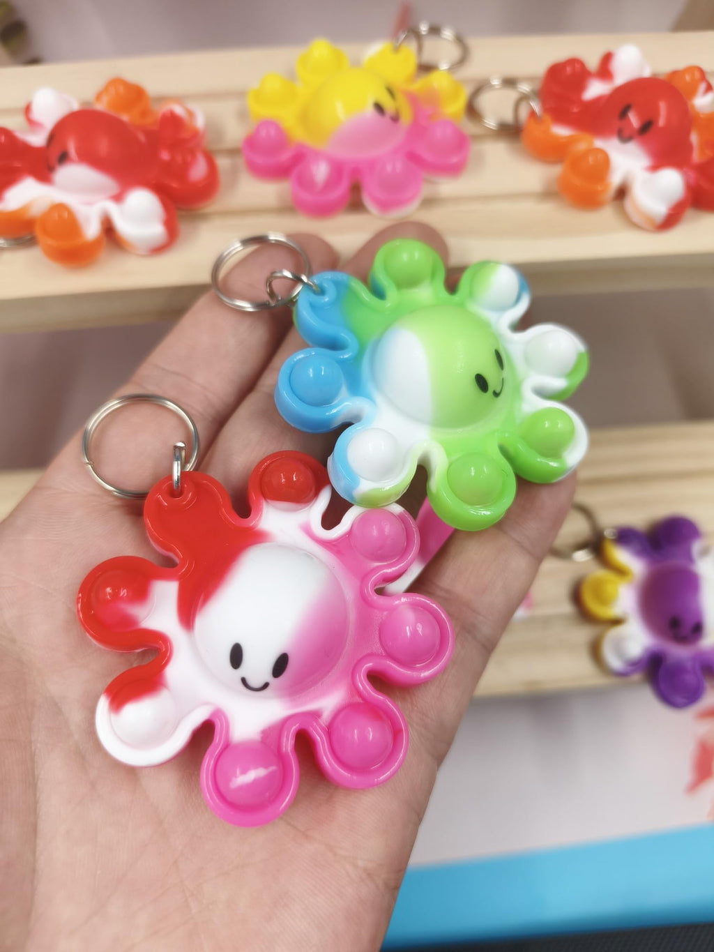 30-Pack Octopus Pop Fidget Keychains – Bulk Silicone Sea Animal Toys for Party Favors, Classroom Prizes