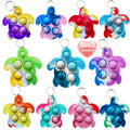 30-Pack Rainbow Turtle Pop Fidget Keychain Toys – Bulk Set for Kids, Party Favors, Stress Relief