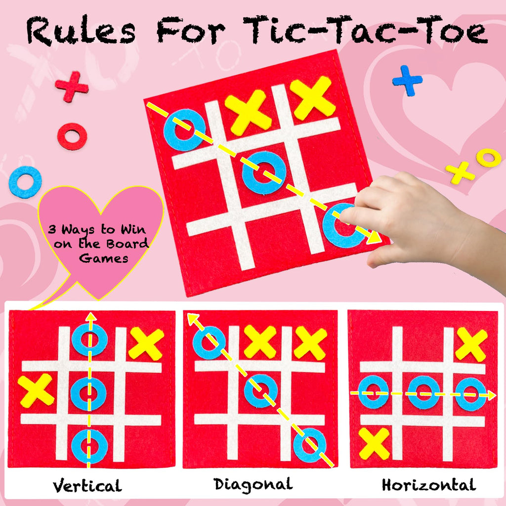 30 Pack Valentine's Day Cards with Tic Tac Toe Board Games for Kids Classroom Exchange