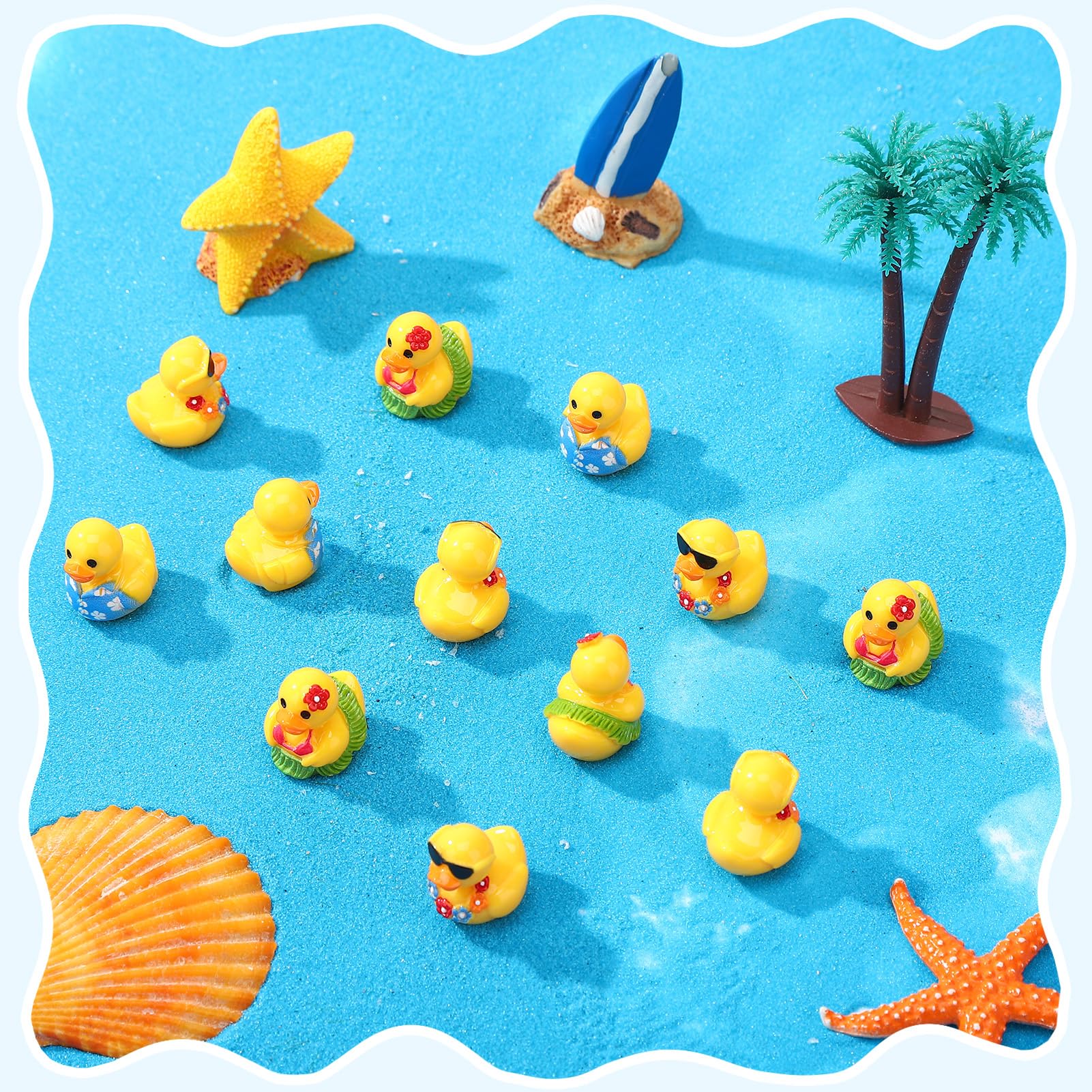 30 Pcs Summer Beach Resin Ducks – Hawaii Mini Duckies for Pool Party Cruise Bathtub Decor (3 Styles)