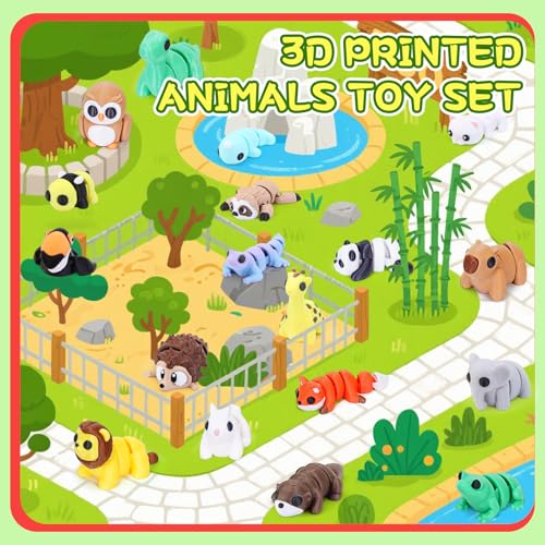 30-Piece 3D Printed Articulated Animal Set – Mini Flexible Fidget Toys for Desk Decor, Party Favors