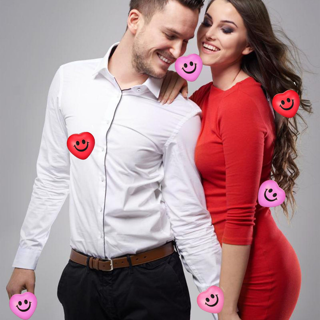 30-Piece Heart Stress Balls – Mini Smile Squeeze Balls for Party Favors and Valentine's Day Gifts (3 Colors)