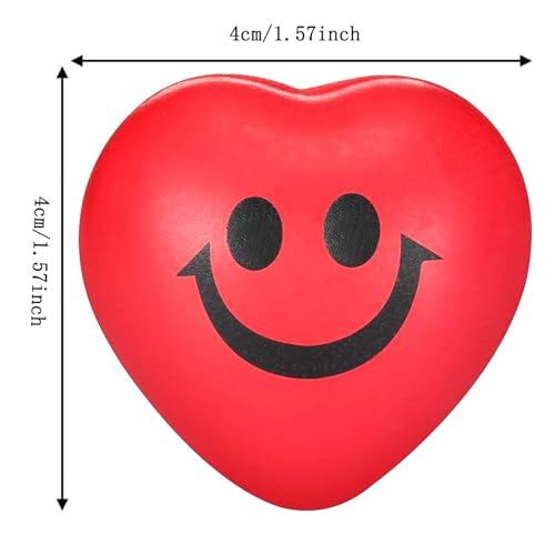 30-Piece Heart Stress Balls – Mini Smile Squeeze Balls for Party Favors and Valentine's Day Gifts (3 Colors)