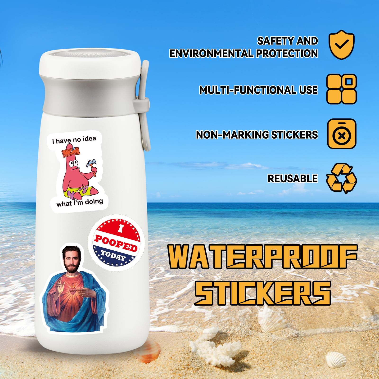 300 Funny Meme Stickers – Vinyl Sheets, Easy Peel, No Repeats, Water-Resistant for Laptops & Water Bottles