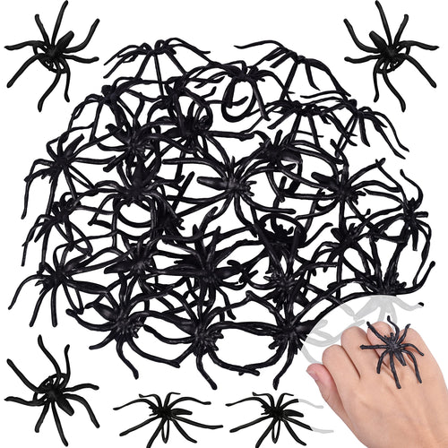 300-Pack Halloween Spider Rings for Kids Party Favors – 1.96-Inch Plastic Rings Bulk for Costume Accessories & Decor