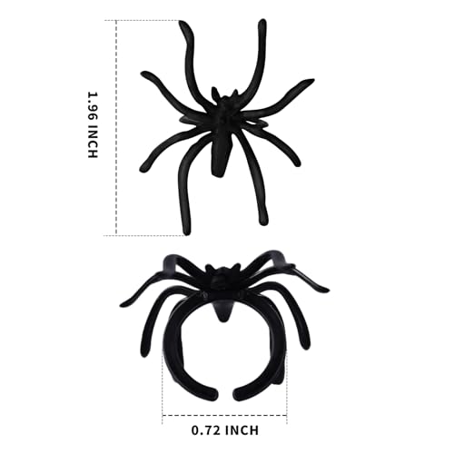 300-Pack Halloween Spider Rings for Kids Party Favors – 1.96-Inch Plastic Rings Bulk for Costume Accessories & Decor