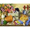 300 Piece Jigsaw Puzzle – Linda Picken Little Bloomers Cat & Kittens, 24x18 Inches, Recycled Cardboard, by KI Puzzles