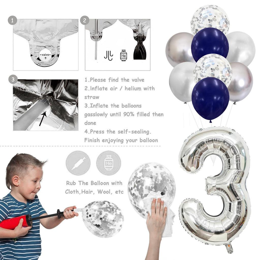 30th Birthday Decorations Kit – Blue Silver Banner, Balloons & Cake Topper for Men or Women