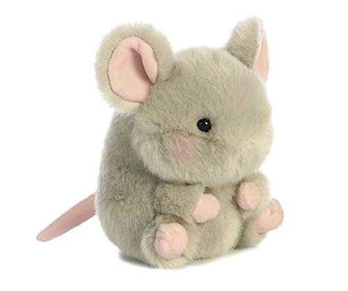 Aurora Rolly Pet Frisk Mouse Stuffed Animal - 5" Gray Plush, Sits & Rolls, Compact Travel Toy