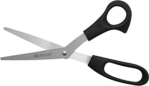 Westcott 8" All-Purpose Scissors (3-Pack) – Bent Stainless Steel Blades, Black
