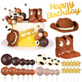32-Piece Cowboy Cake Topper Set – PVC Hat & Boots, Foam Balls, Western Theme Party Decor