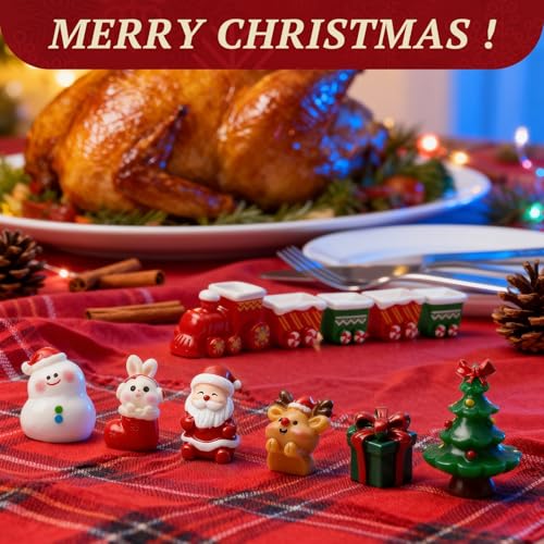32-Piece Mini Christmas Figurine Set – Resin Santa, Reindeer & Snowmen for DIY Decor