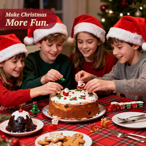 32-Piece Mini Christmas Figurine Set – Resin Santa, Reindeer & Snowmen for DIY Decor