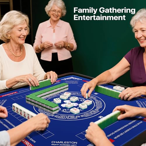 32.4 x 32.4 Inch Mahjong Mat - Anti-Slip, Noise Reducing, Waterproof Gaming Surface (Navy Blue)