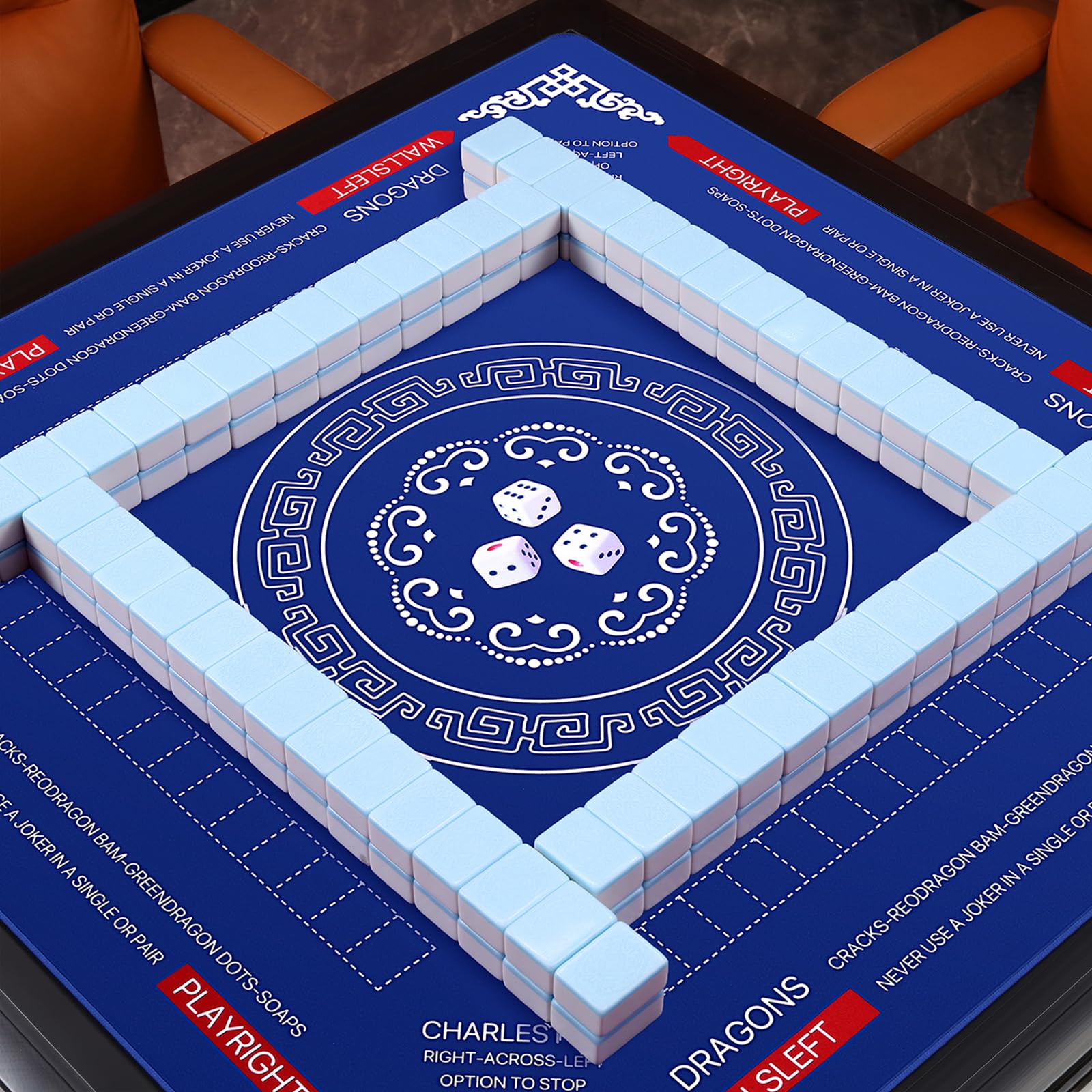 32.4 x 32.4 Inch Mahjong Mat - Anti-Slip, Noise Reducing, Waterproof Gaming Surface (Navy Blue)