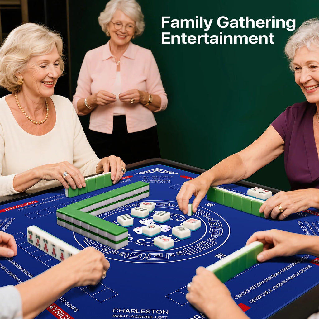 32.4 x 32.4 Inch Mahjong Mat - Anti-Slip, Noise Reducing, Waterproof Gaming Surface (Navy Blue)