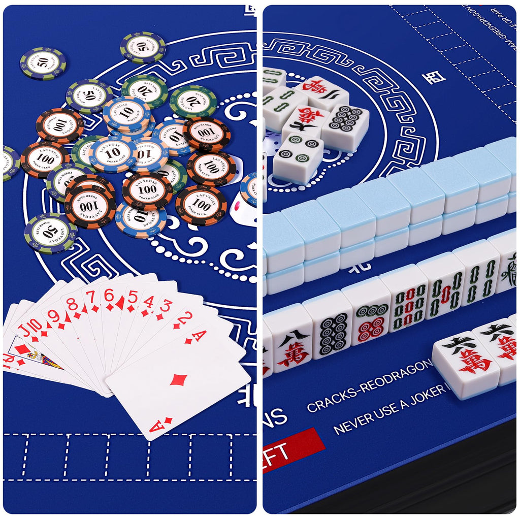 32.4 x 32.4 Inch Mahjong Mat - Anti-Slip, Noise Reducing, Waterproof Gaming Surface (Navy Blue)