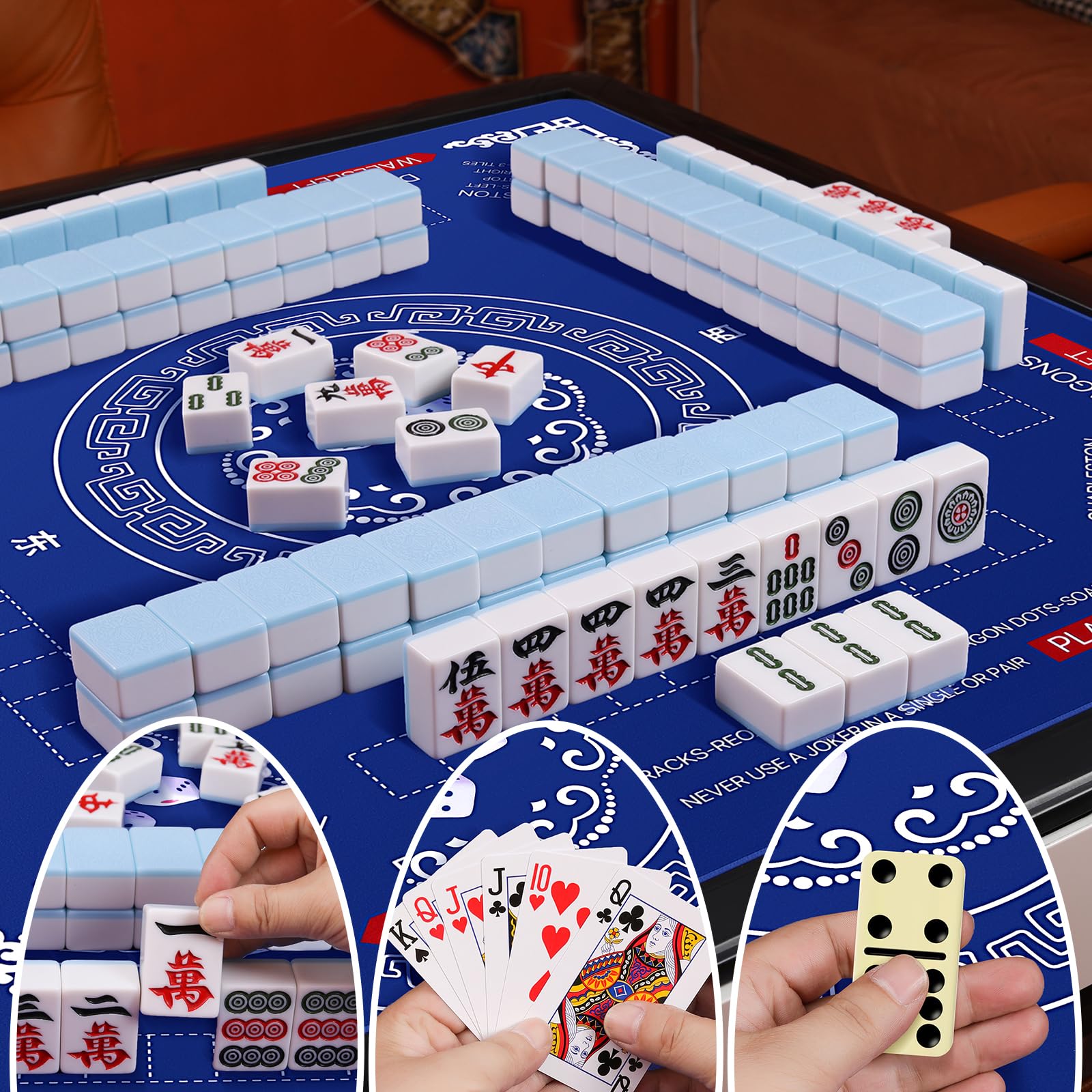 32.4 x 32.4 Inch Mahjong Mat - Anti-Slip, Noise Reducing, Waterproof Gaming Surface (Navy Blue)