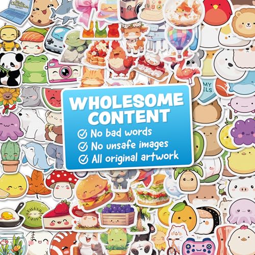 324pc Kawaii Waterproof Vinyl Stickers for Kids - Cute Water Bottle, Laptop & Scrapbook Sticker Pack by Joyousa