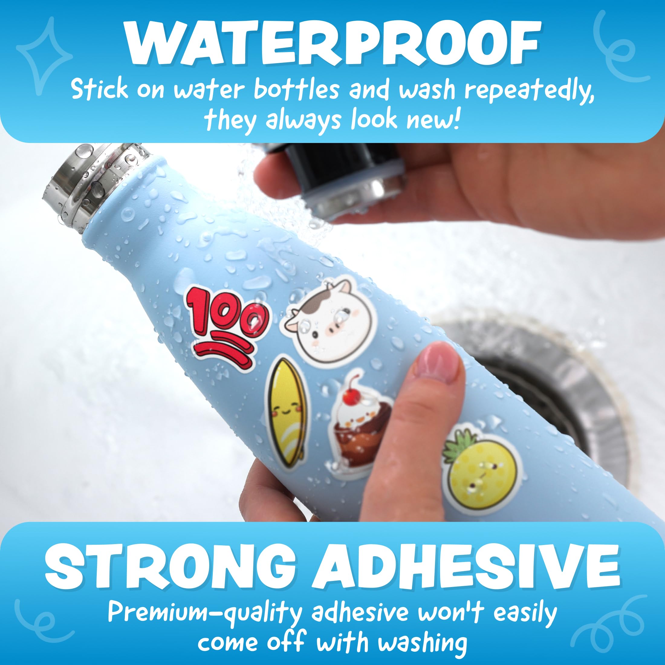 324pc Kawaii Waterproof Vinyl Stickers for Kids - Cute Water Bottle, Laptop & Scrapbook Sticker Pack by Joyousa