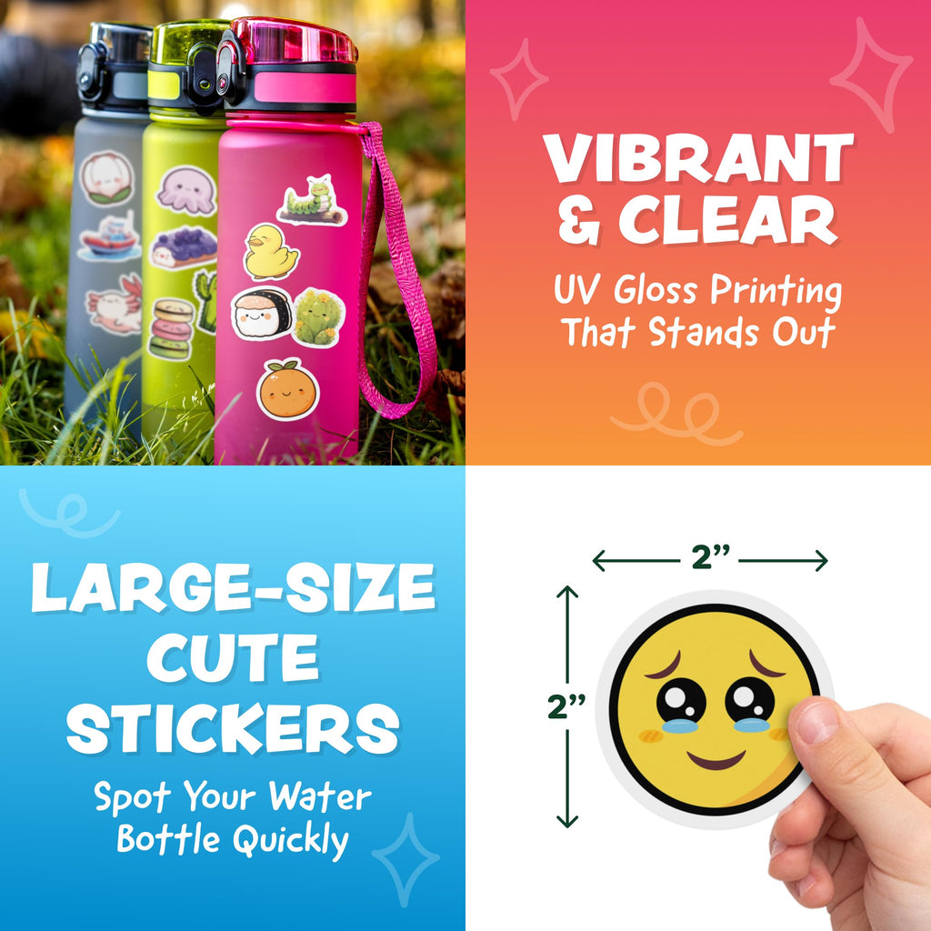 324pc Kawaii Waterproof Vinyl Stickers for Kids - Cute Water Bottle, Laptop & Scrapbook Sticker Pack by Joyousa