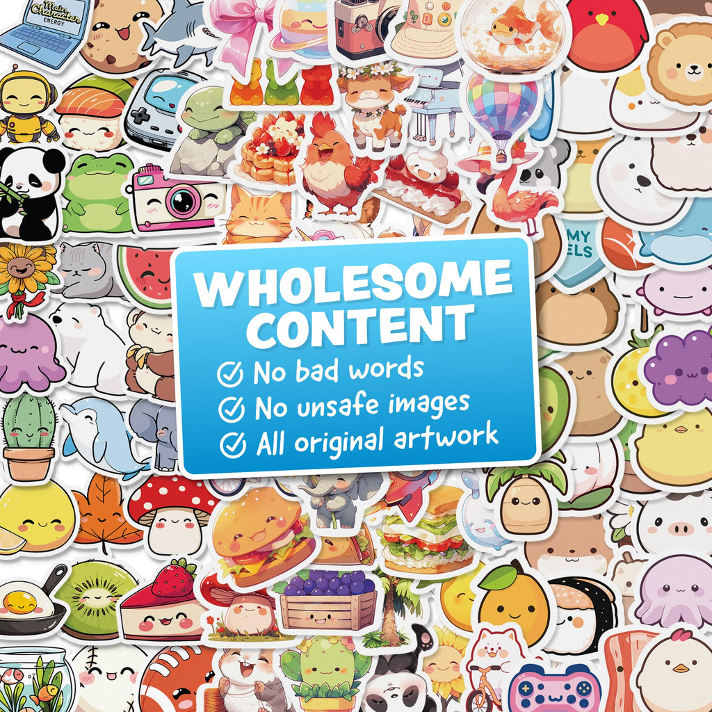 324pc Kawaii Waterproof Vinyl Stickers for Kids - Cute Water Bottle, Laptop & Scrapbook Sticker Pack by Joyousa