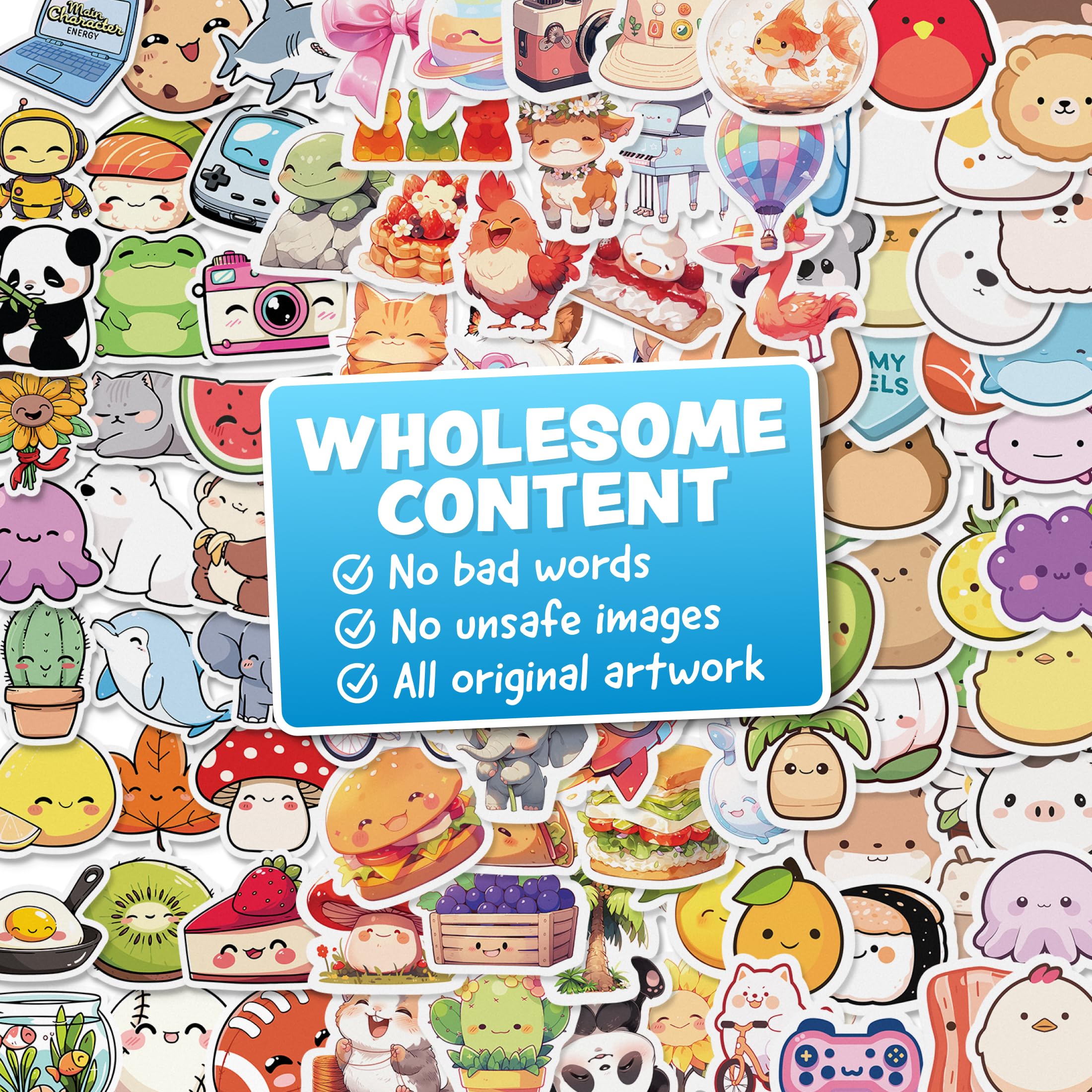 324pc Kawaii Waterproof Vinyl Stickers for Kids - Cute Water Bottle, Laptop & Scrapbook Sticker Pack by Joyousa