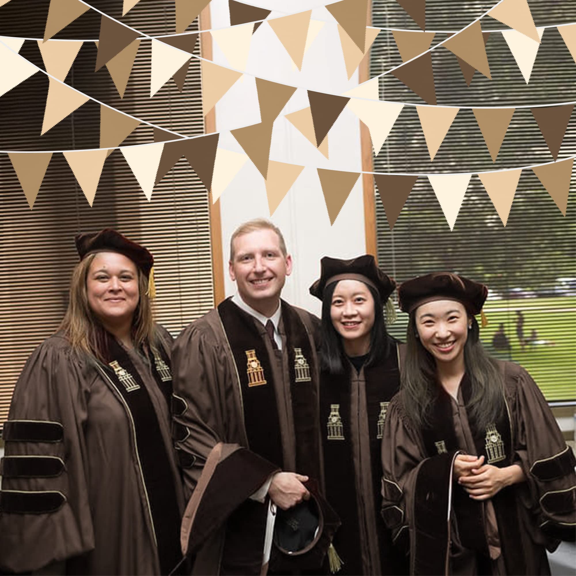 32ft Brown Cotton Bunting Banner - Fabric Triangle Flags for Woodland Baby Shower & Safari Party
