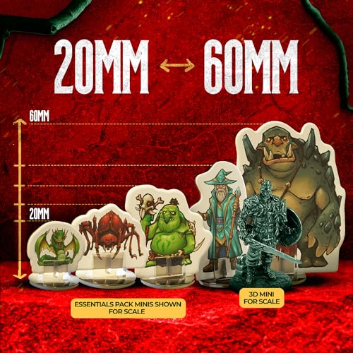 35 Flat D&D Miniatures with Bases – Hard Cardboard, 28-32mm Scale, for Dungeons & Dragons 5e