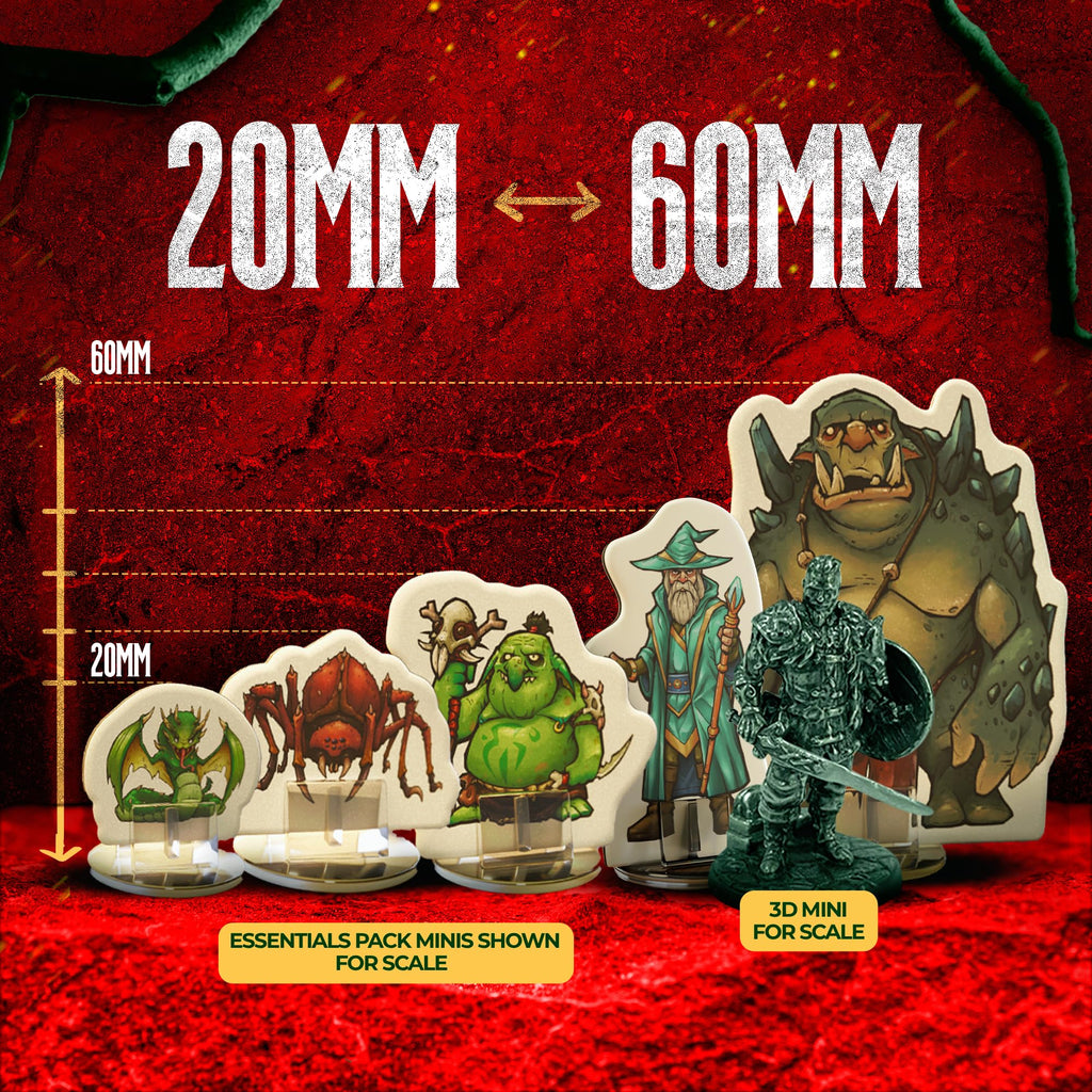35 Flat D&D Miniatures with Bases – Hard Cardboard, 28-32mm Scale, for Dungeons & Dragons 5e