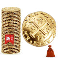 35 Gold Metal Pirate Coins - Spanish Doubloon Replicas for Games, Treasure Hunts, and Party Decor