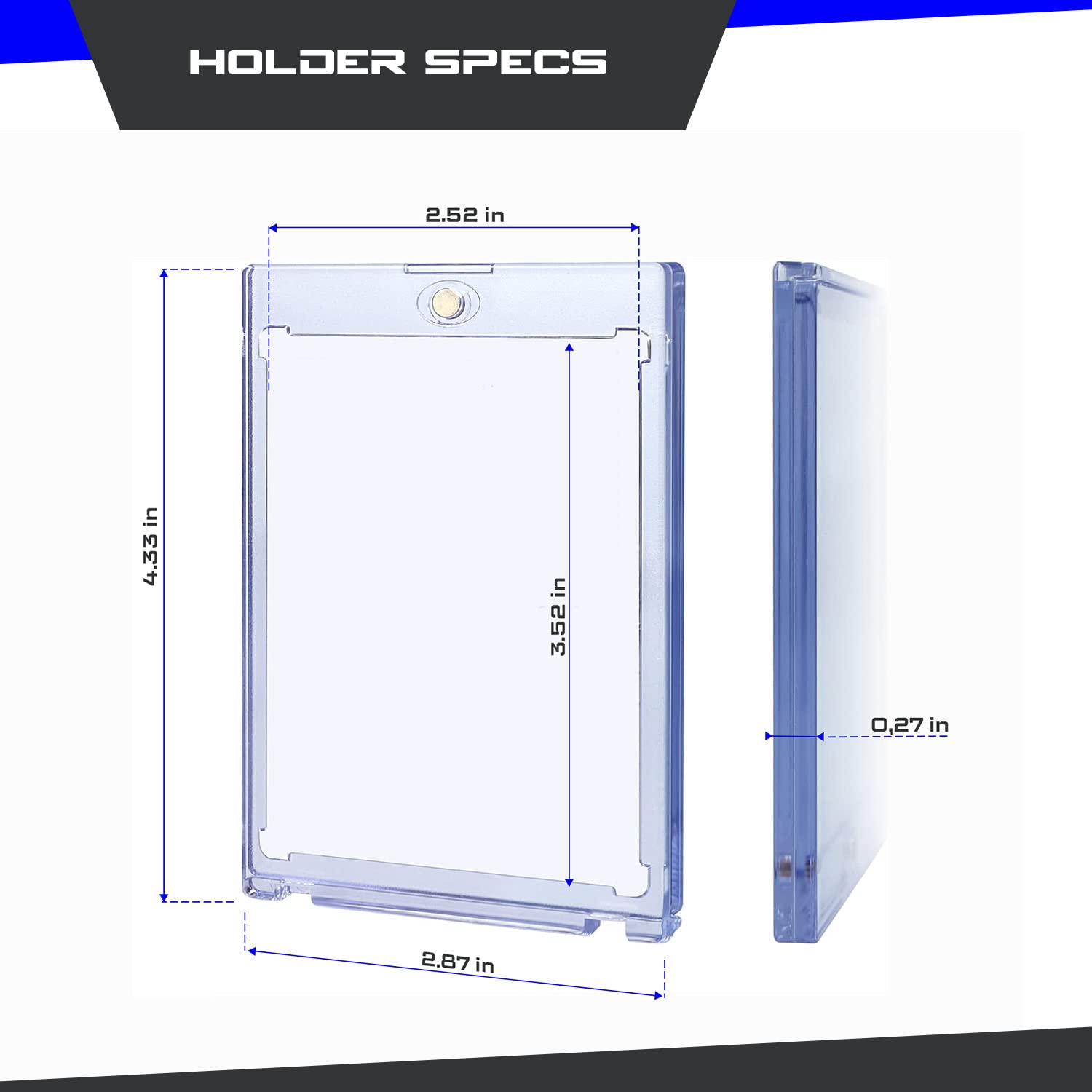 35pt Magnetic Card Holders – 10 Pack Clear UV-Resistant Plastic for Trading Cards