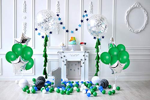 36 Emerald Green Latex Balloons 12 Inch – Dark Hunter Green Party Balloons with Ribbon by Treasures Gifted